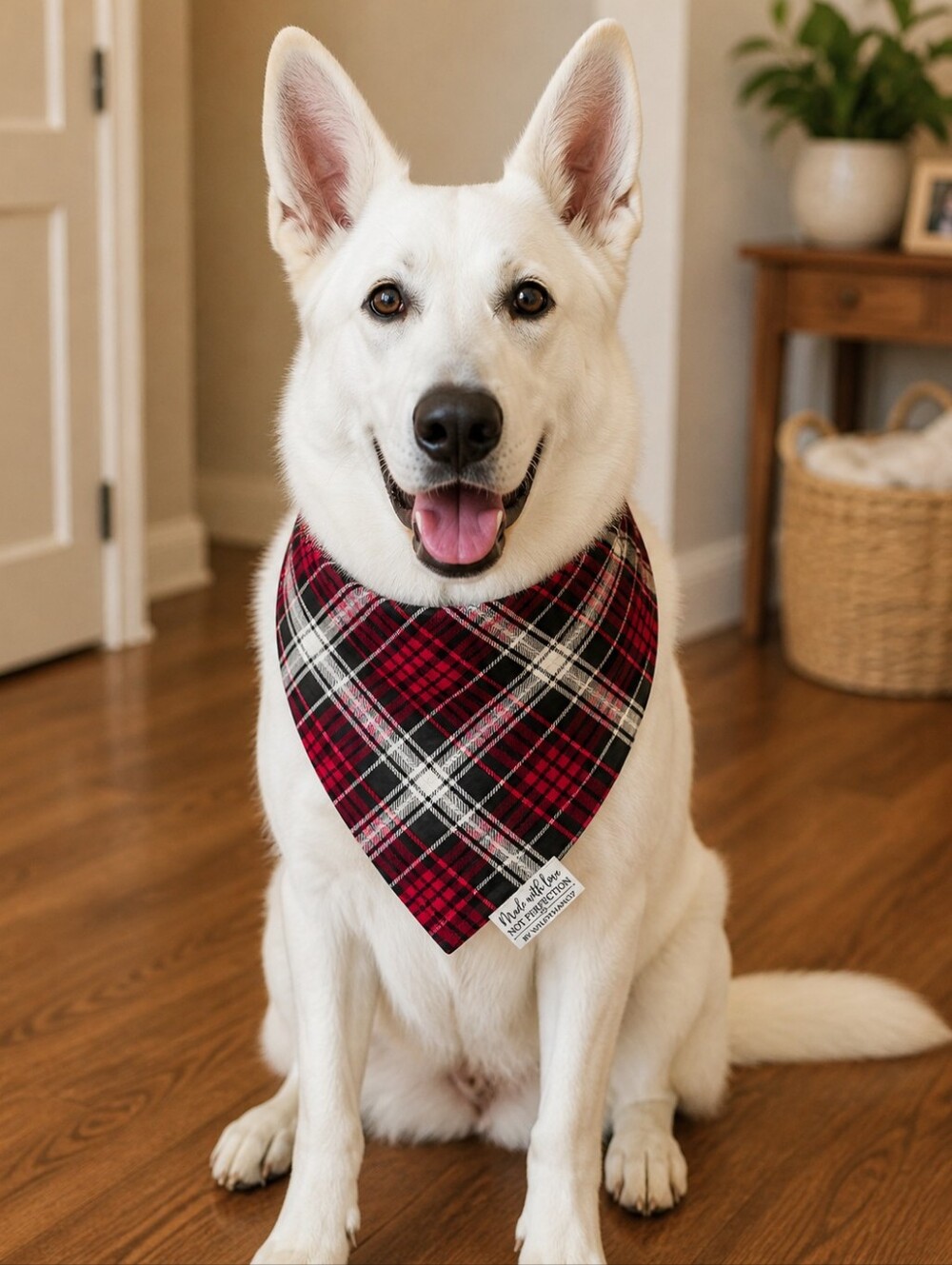 Plaid Bandana Scarf in Red, Black & White